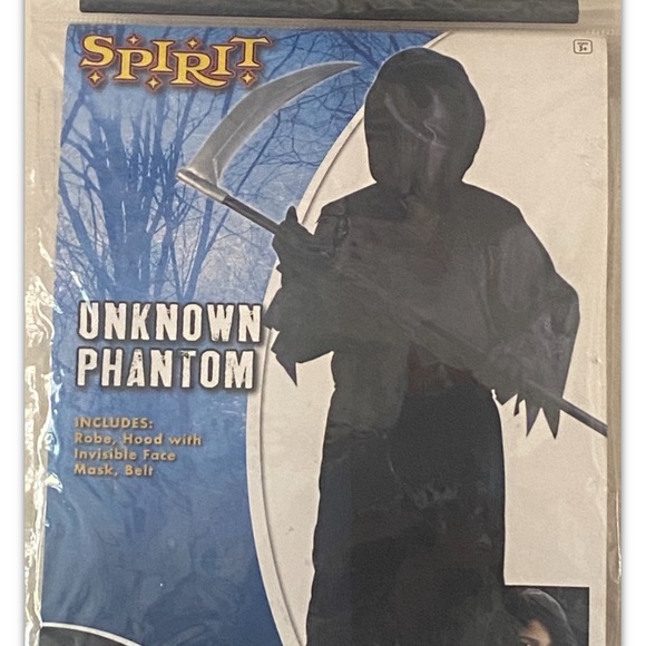 Unknown Phantom Black Spirit Halloween Costume Unisex Child Kids M(8-10) NO BELT - Picture 1 of 9